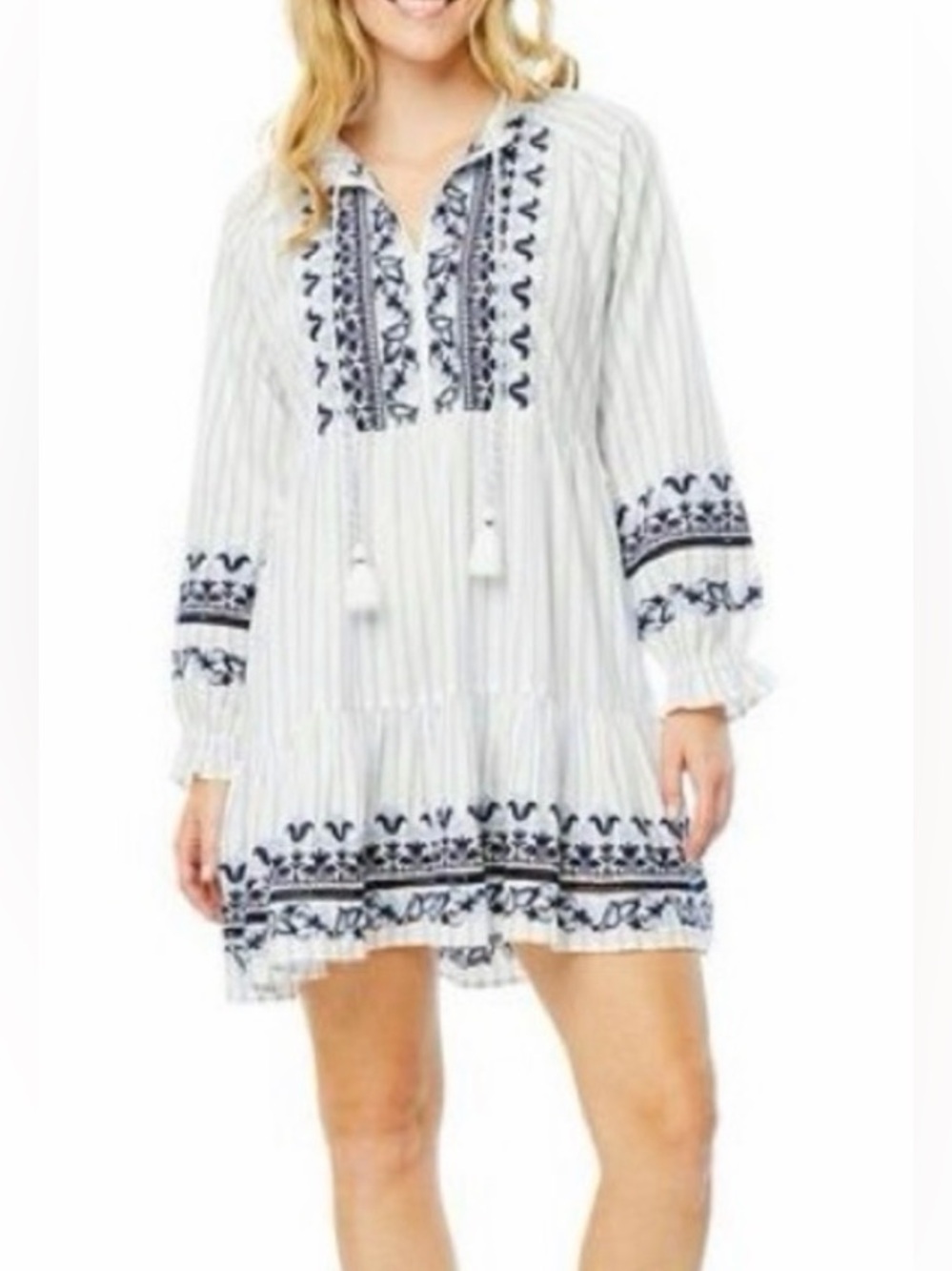 Roller Rabbit White Tunic with Light Blue Stripes